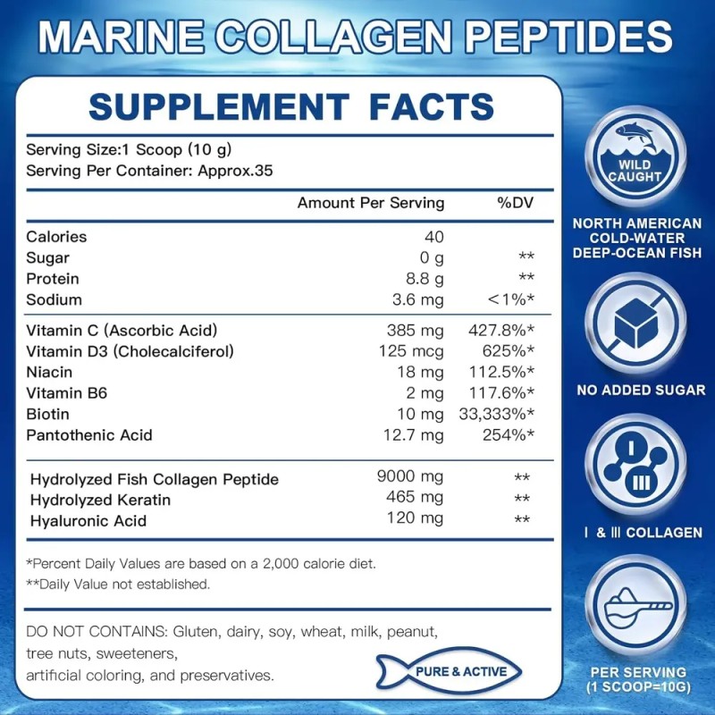 Peptidos De Colageno Marino En Polvo Zebora Hecho En Usa