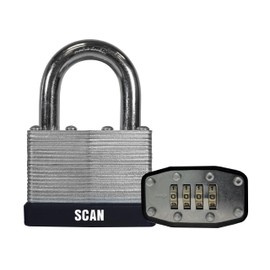 SCAN SCAPLLAM50C Steel Padlock, Silver