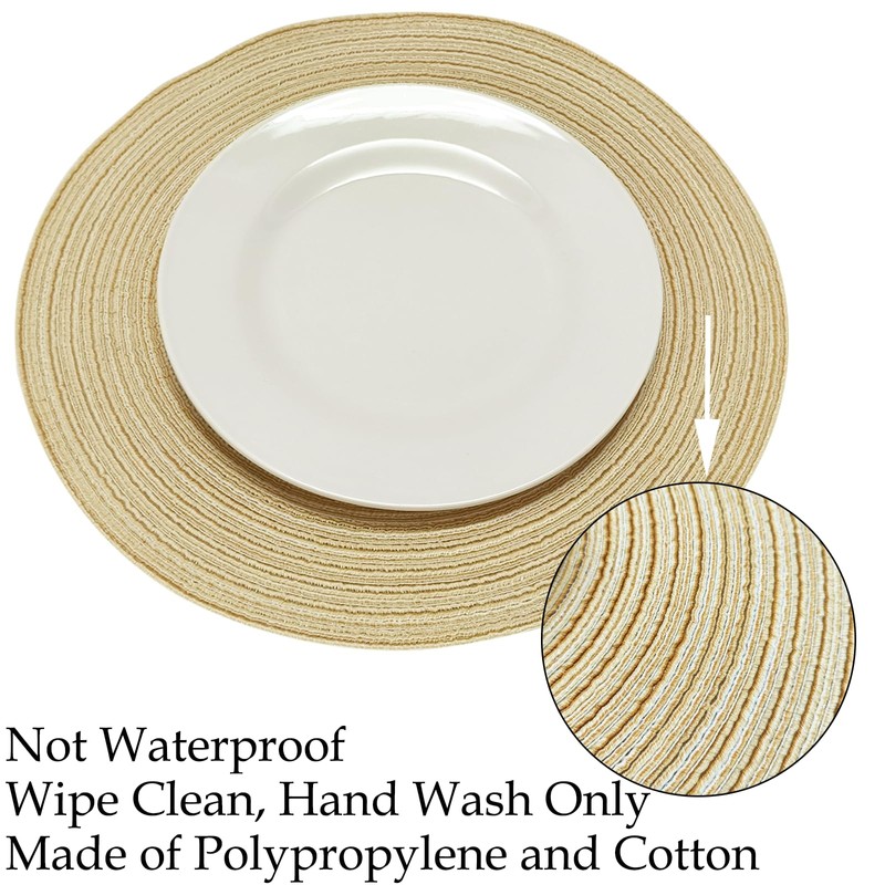 MuuXii Round Placemats for Dining Table 15 Inch, Braided Cotton