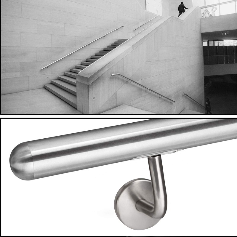 ZOENHOU 12 Pack Stainless Steel Handrail Brackets, Curved Handrail Brackets