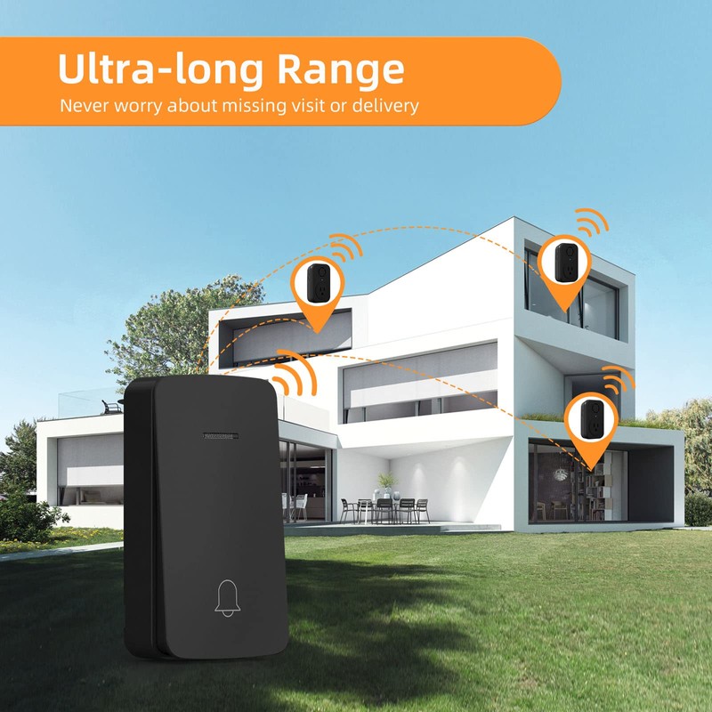 AIDA Wireless Doorbell, Self-powered Doorbell with Extra Socket, No Battery