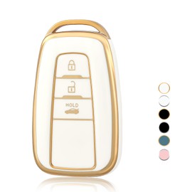 OFF WE GO Car Key Case Key Cover for Toyota Aygo Yaris Corolla C-HR Camry GT86 GR Supra Prius Prado Mirai RAV4 Land Cruiser Key Cover Key Protection Casing White Gold