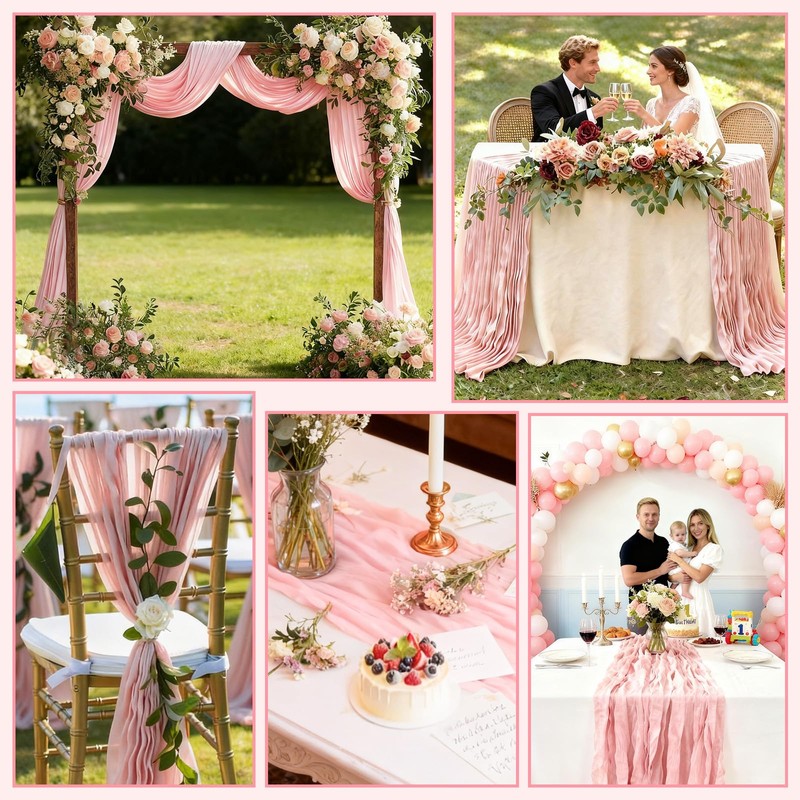 Alyvisun 1Pack Runner Tavolo Rosa, 90x300cm Runner Tavolo in Poliestere