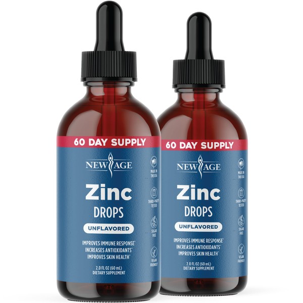 Ionic Zinc Liquid Drops - High Potency Immune Booster Zinc Supplement, Immune Defense, Powerful Natural Antioxidant, Non-GMO - by New Age (Liquid 4 OZ)
