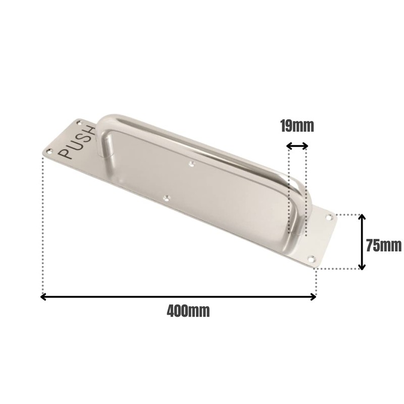 VIBE 19mm Pull Handle on Printed Push Plate 300x19mm (400x75mm