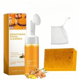 Turmeric Wash and Care two PieceSet, TurmericCleansing Mousse, Turmeric SoapFacial Cleansing Skincare FacialCleansing Cleanser Facial Wash Comfort:_soap+cleansing mousse