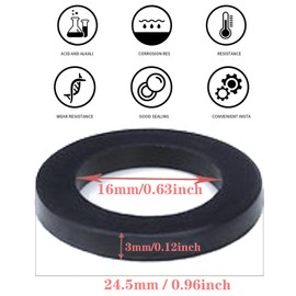QISF 10 PCS Rubber Flat Washers, 24.5mm 3/4" Hose Washers Black Rubber Gasket Seals Ring Hose Gasket, Round Spacer Washers for Faucet Pipe Water Hose