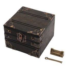 MOZUO Jewelry Box, Large Capacity Jewelry Case, Wooden Jewelry Box,Antique Wood Vintage Jewelry Box with Metal Lock for Jewelry Trinkets Dark Grey