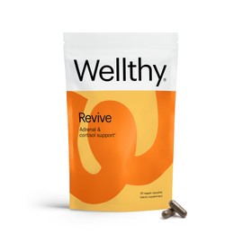 Wellthy Revive Adrenal Supplement & Cortisol Support - Boost Energy and Improve Mental Wellness - Adrenal Support & Cortisol Manager - 60 Vegetarian Capsules
