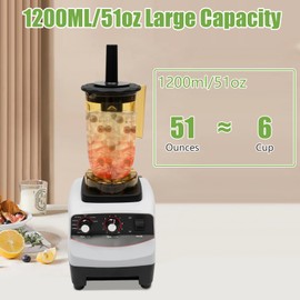 Bubble Tea Machine 1200ml 1800W Multifuction Blending Machine with 4 Different Cups, 10 Gears Speed Countertop Smoothie Maker for Homes Milk Tea Shops Coffee Shops 110V 30000RPM, Easy to Clean