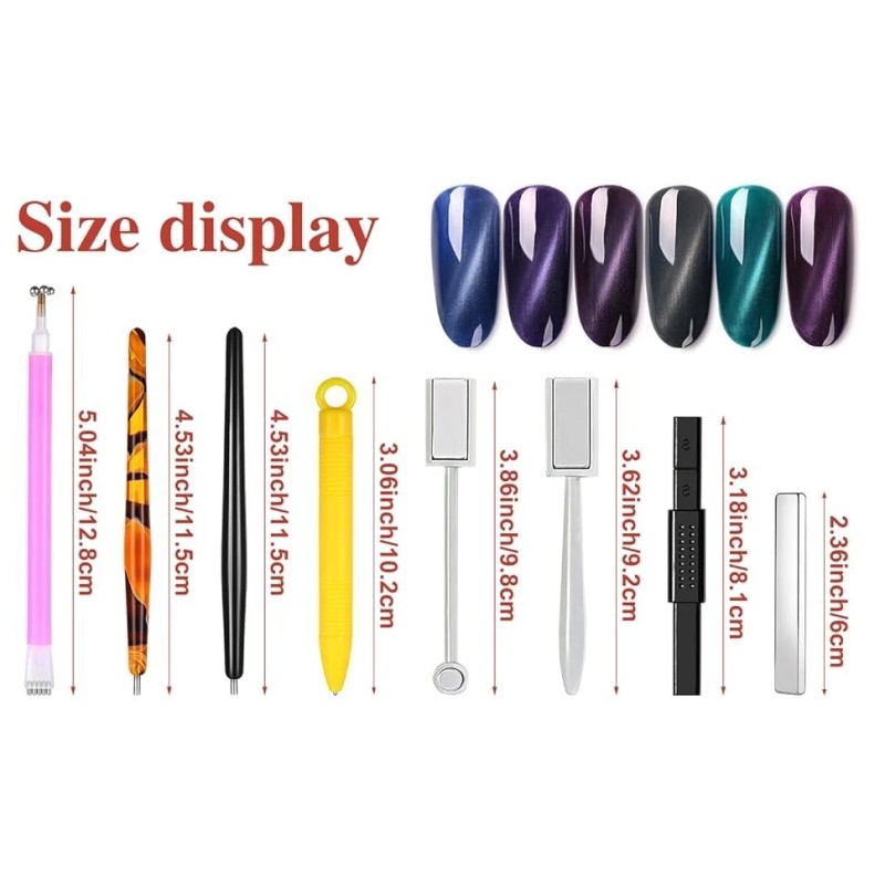 8 Pieces Cat Eye Magnet for Nails Double-head Flower Design