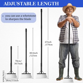 Leriton 3 Pcs Garden Shovel, Snow Shovel, Ice Scraper, Multifunctional Cleaning Shovel with 66.9" Adjustable Handle Heavy Duty Floor Scraper for Road Outdoor Garden Lawn Trimming, Weeding, Deicing