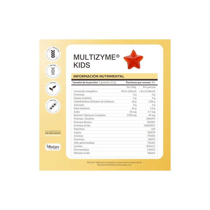 Matter Multizyme Kids Suplemento Enzimas Digestivas Biocore Optimum Complete Fibra