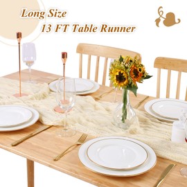 SAJOO Cream Cheesecloth Table Runner 13.3ft 1 PC Gauze Table Runners Long Boho Gauze Fabric Table Runner Rustic Sheer Table Runner for Wedding Decor Baby Bridal Shower Birthday Party Decorations