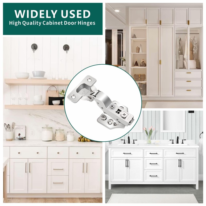 6 Pack Inset Overlay Soft Close Cabinet Hinges 105° Frameless