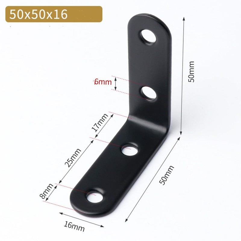 10 Pcs Black Corner Bracket,Right Angle Brackets 90 Degree,Stainless Steel