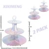 XIXIMENG 2 PACK Cardboard Cupcake Stand 3- Tier lace edge