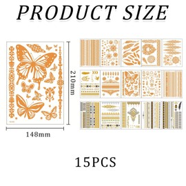 15 Tattoo Stickers, Retro Pattern Stickers, Waterproof Tattoo Stickers, Party Dressing Supply, Body Decorations