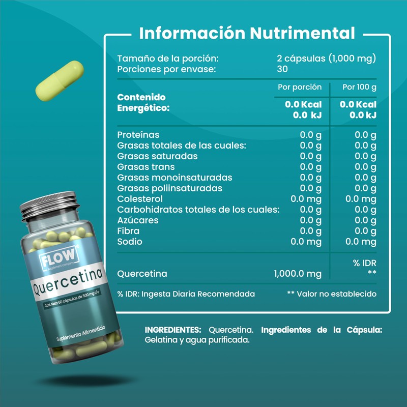 Quercetina Flow 60 Cápsulas 500 mg | Suplemento Antioxidante |
