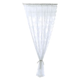 AIMALL 1pcs Elegant White Lace Curtain, Punch-Free, Rod-Wearing Design, Ideal for Bedroom and Bay Windows