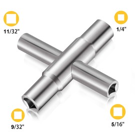 Hanpex 4 Way Sillcock Key Wrench Set, Multi-functional Utilities Water Key, Fits Most Sillcock, Stopcock, Water Spigots, Wall-hydrant, Control Cabinet and Valves, 2-Pk