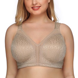 DotVol Women's Full Coverage Minimizer Bra Comfort Wirefree Non Padded Plus Size Everyday Bra(40F, Brown)