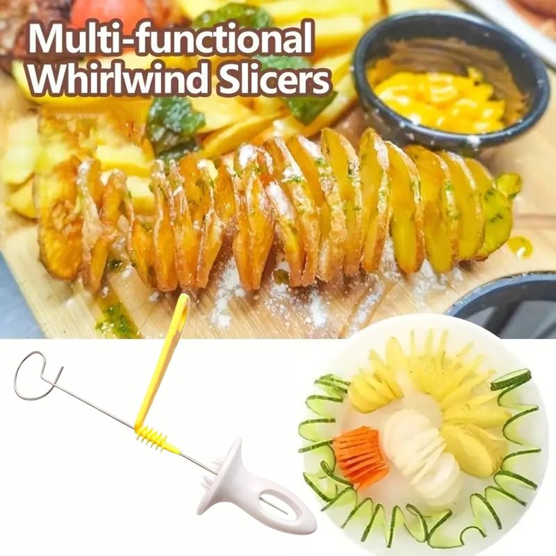 2 Sets Spiral Potato Slicer Set- Handheld Manual Spiralizer for