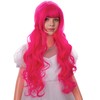 Kids Hot Pink Wig Girls Long Pink Curly Wigs with