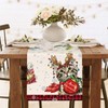Christmas Reindeer Cat Table Runner, Holly Snowflake Farmhouse Xmas Decor