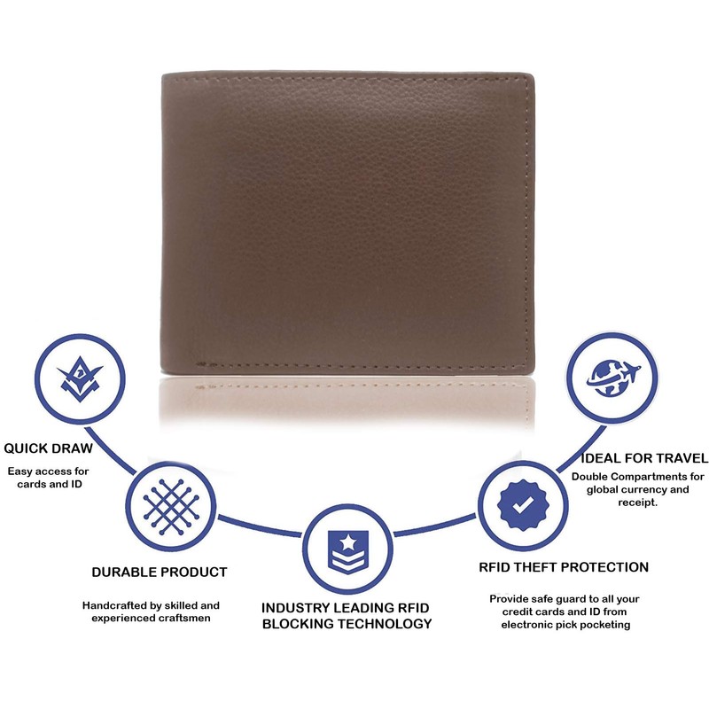 Wallet for Men-Genuine Leather RFID Blocking Bifold Wallet Black With