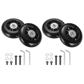 sourcing map Set of 2 Luggage Wheels Replacement 69 x 24 mm/2.7" x 0.9" Rubber Swivel Caster Bearing Wheels Repair Kits for Suitcase Inline Outdoor Skate,Black