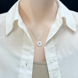 Sterling Silver Compass Necklace for Women, Cut-Out Compass Necklace, Wife Gift Necklace, Gift for Girlfriend, Graduate Gift, Retiree Gift (20 inches)