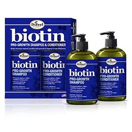 Difeel Champú y acondicionador de biotina Pro-Growth, juego de regalo de 2 piezas, champú y acondicionador para adelgazamiento del cabello y pérdida d