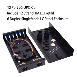 VFLTOOL LC-SM 6 Duplex Box Cables 12 Port Wall Mount Fiber Enclosure With Spool Singlemode OS1 Kit - Includes 1 Meter 12 Strand UPC Pigtail and 6 Port Duplex LGX Loaded Panel