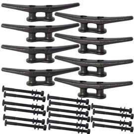 VEITHI Boat Cleats 6 inch (8 Pack) - Electrophoretic Coated Boat Dock Cleats Black, Rope Cleat, Anchor Line Cleat,Dock Cleats with Hardware for Decks, Piers for Tying up Boats, Marine Decor