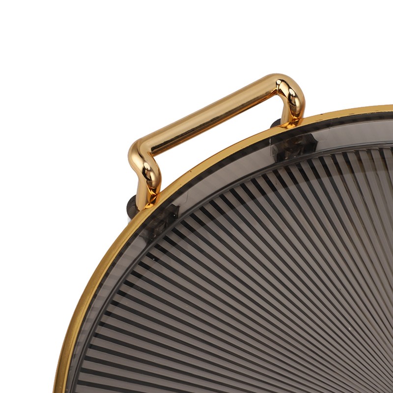 Round Tray with Gold Handle Elegant Multi Functional Golden Rim