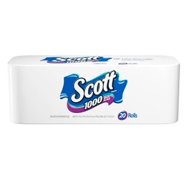 Kimberly-Clark Scott 1-Ply Bathroom Tissue - 1000 Sheets per Roll / 20 Rolls