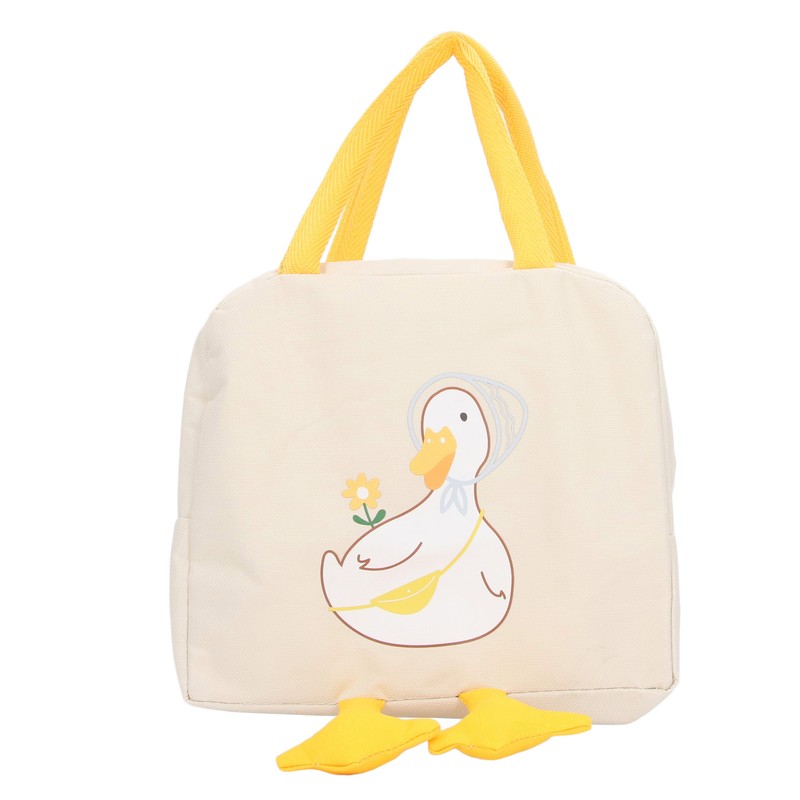 Lunch Bag Cartoon Duck Pattern Waterproof Zipper Closure Sturdy Handle