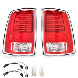 ALLGOOD LED Tail Lights Assembly Compatible with Dodge Ram 1500 2009-2018; Compatible with Dodge Ram 2500 2010-2018 Left & Right Clear/Red Lens Chrome Housing Rear Lights Lamps
