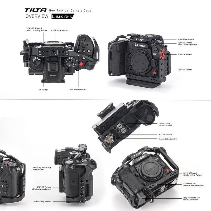 TILTA GH6 Camera Cage TA-T15-FCC-B-2 for Panasonic GH6 Camera Rig