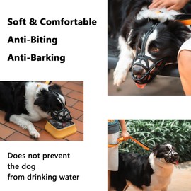 NALEINING Dog Muzzle, Soft Basket Plastic Muzzles for Dog, Soft and Comfortable, Anti-Bite and Anti-Barking, Allows Drinking and Panting, Black (Large)