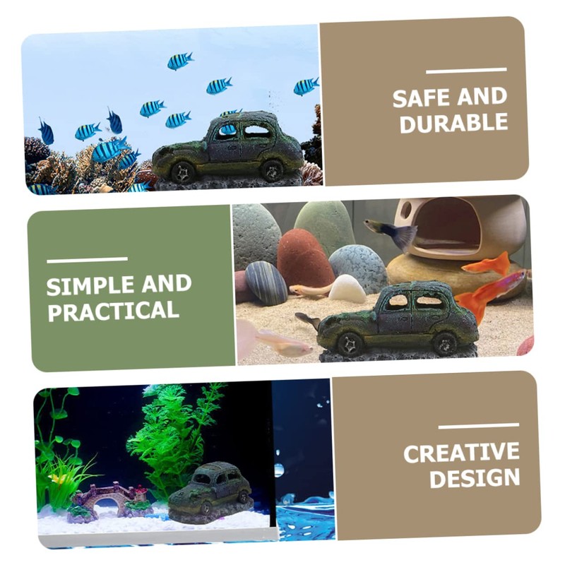Sosoport Fish Tank Decor Resin Shrimp House Undersea Wreckage Ornament