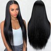 Hxxcoup Human Hair Wig Straight Natural Black 13x4 Lace Front