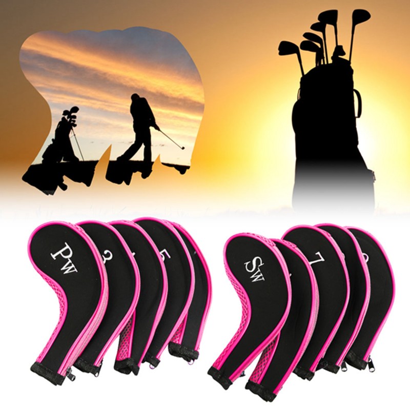 10pcs Neoprene Golf Club Iron Head Covers Putter Set Protector