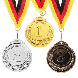 GEBETTER Pack of 3 Winners Medals Numbers Gold Silver Bronze Medal Metal for Children Winner Medals Party Sports Day Toy Prizes Competition Awards Party Bags