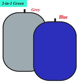 YUOCU 3.3x5ft/1x1.5m Chromakey Backdrop, 2-in-1 Blue Screen and Grey Screen, Collapsible Reversible Pop Up Background for Photography Studio, Live Streaming, Video Shooting (Blue/Gray)