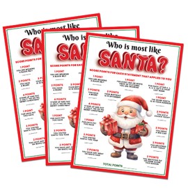 15 Who is Most Like Santa Clause Game Cards- Fun & Easy for Family Christmas Holiday Office Friends Church Party, Supplies, Activity, Decorations