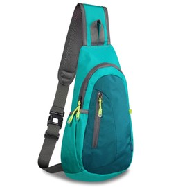 TITECOUGO Lightweight Chest Bag Small Shoulder Bag Lightweight Crossbody Backpack for Men Women and Children Shoulder Bag for Sports and Outdoor Use, Green / dark green
