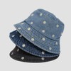 aoozleny Daisy Embroidered Denim Bucket Hat, Cute Bucket Hats Unisex