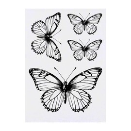 4 x 'Open Winged Butterfly' Temporary Tattoos - Water Resistant, Skin-Safe, Non-Toxic Transfers, Mixed Sizes (TO00080422)